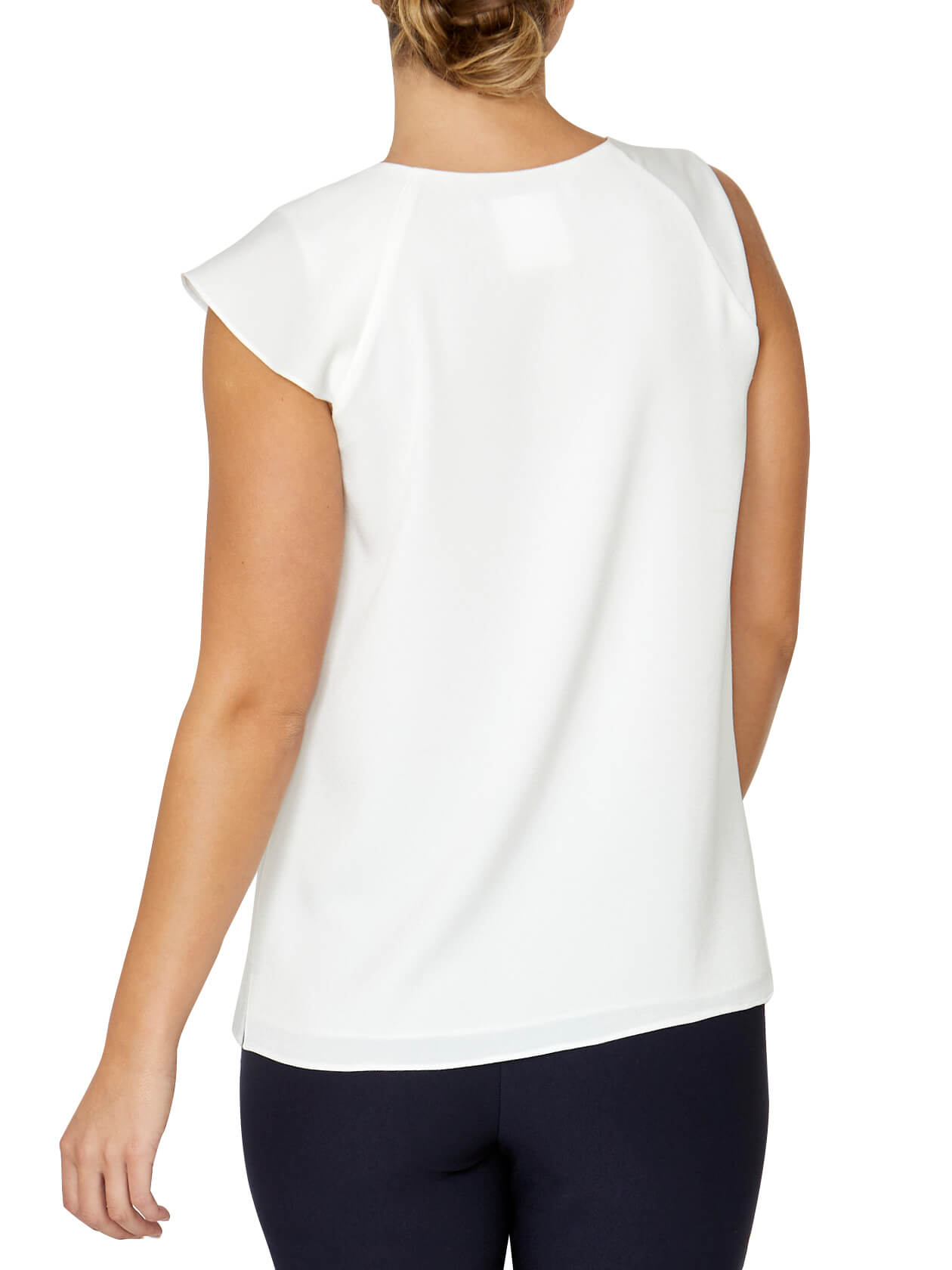 Vanessa Ivory Crepe Ruffle Front Top | Anthea Crawford