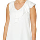 Vanessa Ivory Crepe Ruffle Front Top | Anthea Crawford