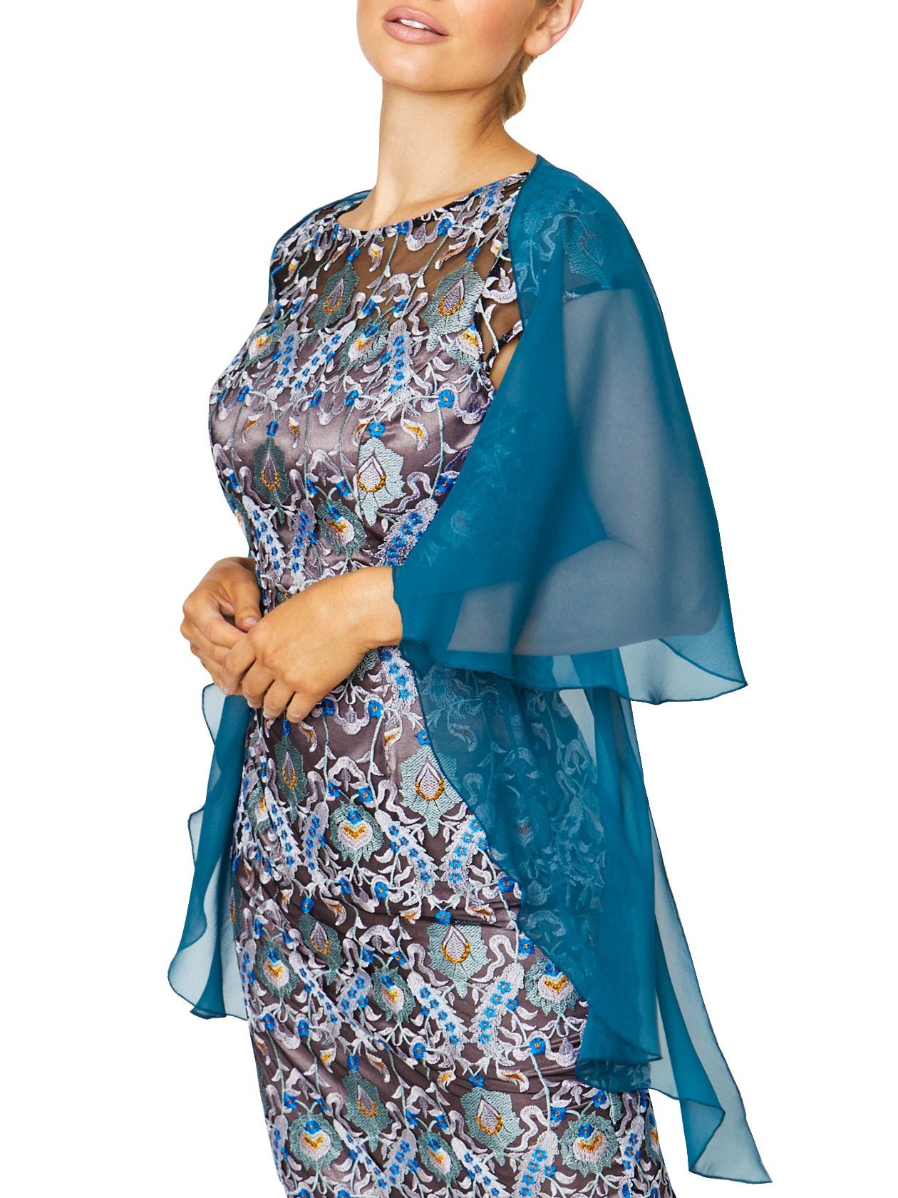 Petrol Blue Silk Shrug