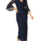 Stella Navy Stretch Sequin Lace Gown