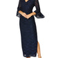 Stella Navy Stretch Sequin Lace Gown