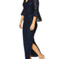 Stella Navy Stretch Sequin Lace Gown