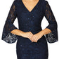 Stella Navy Stretch Sequin Lace Gown
