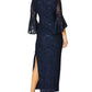 Stella Navy Stretch Sequin Lace Gown
