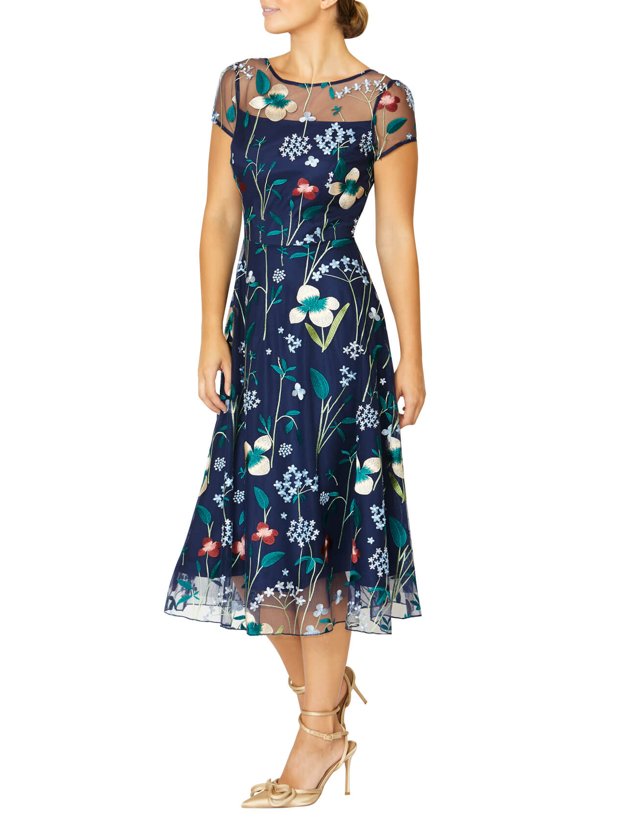 Leila Navy Floral A-Line Dress