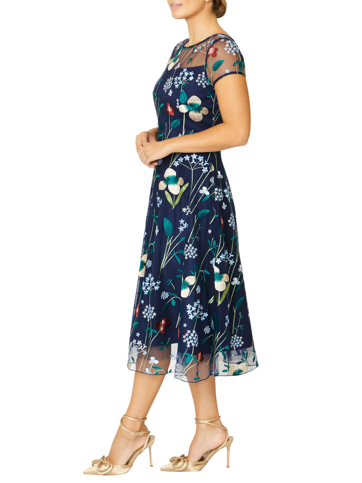 Leila Navy Floral A-Line Dress