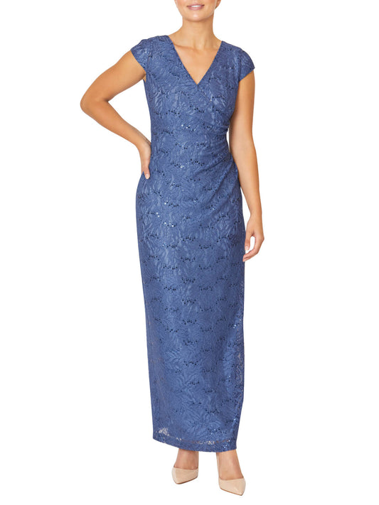 Aurelia Blue Stretch Lace Gown